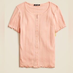 J. Crew Peach Pointelle short sleeve knit cardigan